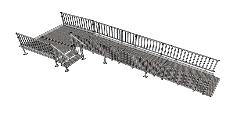 1500mm wide Modular Ramp Kits Balustrade Handrails